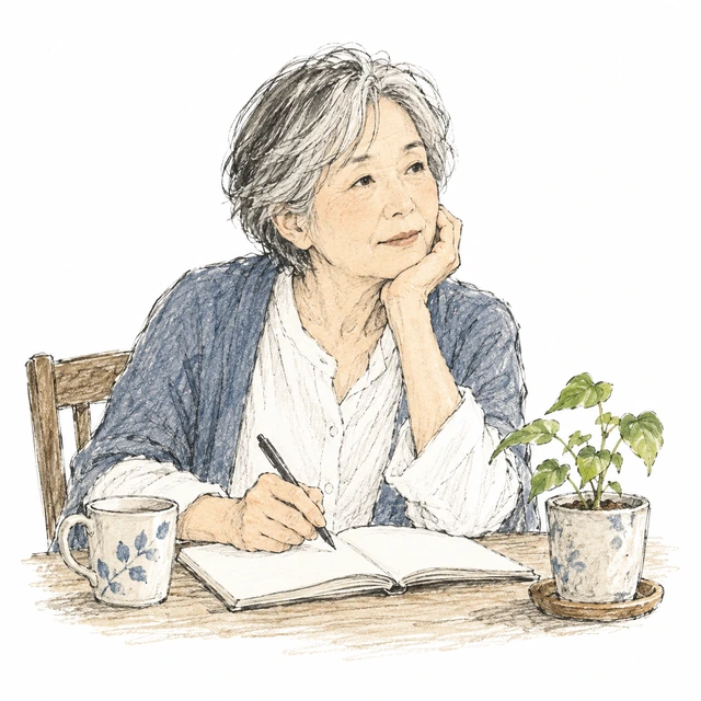 イラスト:自分の思いをノートに書き留める女性